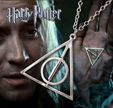 3 Authentic Harry Potter Deathly Hallows Pendant Necklace 2 Burlap Pouch USA