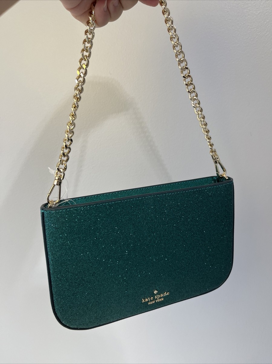 NWT Kate Spade Glimmer Glitter Pochette Chain Bag Clutch Festive