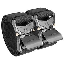 Tactical Belt, 2 Pack Military Hiking Rigger 1.5" Nylon Web Work Belt with Heavy