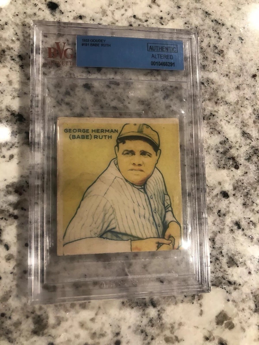 1933 GOUDEY BVG BABE RUTH BECKETT GRADED AUTHENTIC #181 NO CREASES