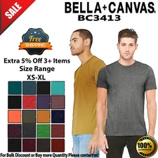 BELLA+CANVAS BC3413 Unisex Short Sleeve Triblend Crew Neck Stylish T-Shirt