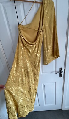 HM gold silk dress. Size small. | eBay UK