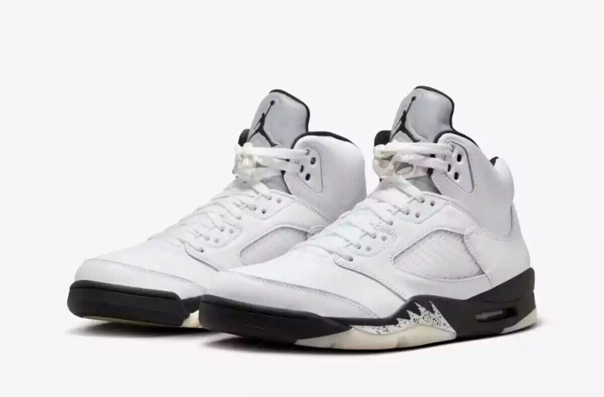 のつNikeAir Jordan5 Retro White Dark Size 12 - Air Jordan 5 Retro White Black for sale online | eBay