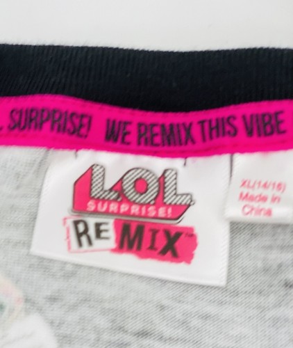 LOL Surprise Remix Puff Sleeve Tee Girl’s XL 14-16 T-Shirt Black Pink NEW - Picture 6 of 8