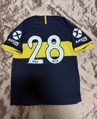 Nike Men s XL Aeroswift #28 De Rossi Dri-fit Qatar Airways Blue/Yellow CABJ Mens
