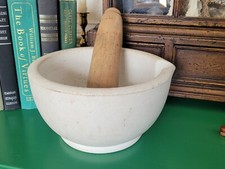 Antique Vintage Apothecary Mortar & Pestle Granite Stoneware Farmhouse Decor