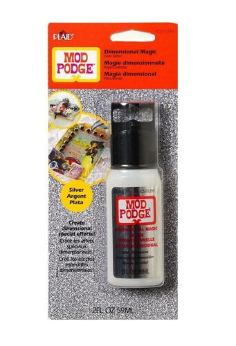 MOD PODGE SILVER GLITTER DIMENSIONAL MAGIC 2oz GLOSSY GLUE DECOUPAGE CRAFT BEADS - Picture 1 of 2