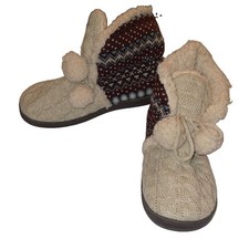 Mukluks Slippers Size Large 11-12 Fair Aisle Fleece Warm Comfy Cozy Winter Fall