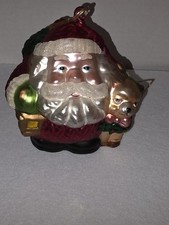 Large Hand Blown Glass Santa Ornament