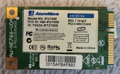 WLAN WIFI Karte Card RT2700E, aus MEDION-Laptop ausgebaut - 1