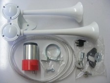 Fiamm 62350-12 Twin Air Horn W Compressor Fultone Kit White Coated Boat Rv Truck