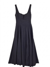 Odd Muse High Waist Square Neck Midi Dress Black - M