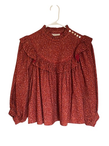 DOEN Reina Long Sleeve Top Burgundy California Wildflower Cottagecore Women's XS