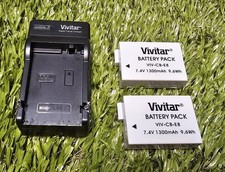 Vivitar 7.4V 1300mAh 9.6wh Replacement Batteries 2 Rapid Charger For Canon