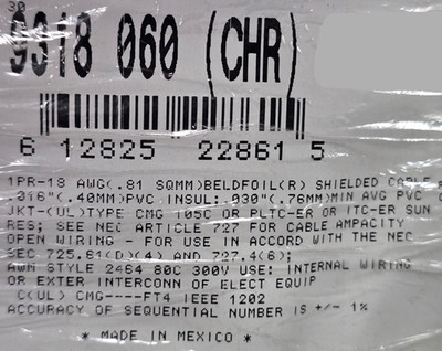Belden 9318 18/1P Shielded Pair High Performance Instrumentation Tray Cable/25ft