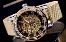 WINNER - HERREN - UHR - MECHANISCH - HANDAUFZUG - MESHBAND - GOLD - 42MM