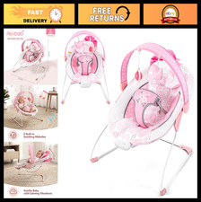 Portable Baby Bouncer Seat, Adjustable Foldable Rocker with Vibrations, 0-6 Mont