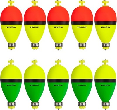 10Pcs Fishing Bobbers Floats Set, Foam Snap Weighted Float, Snap-on Ball Oval...