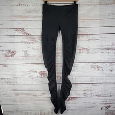 Alo Yoga Women's Size M Mesh Ruched Leggings Black Fitness Gym Active