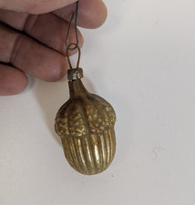 Vintage Mid Century German Blown Mercury Glass Acorn Christmas Ornament Kugel 