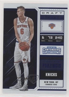 2018 Contenders Draft Picks Variation Ticket Blue Foil Kristaps Porzingis 00e8