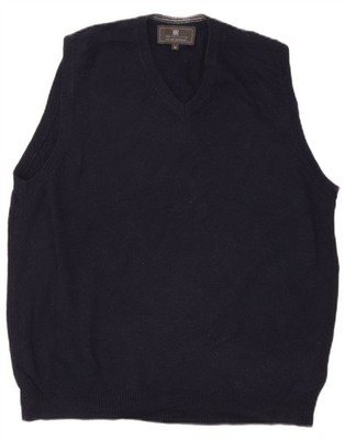Marks & Spencer Mens Vest Tank Top Medium Navy Blue Wool DU07