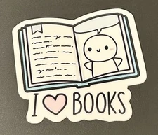 NEW The Coffee Monsterz Co. “I ❤️ Books” Blue Sticker TCMC