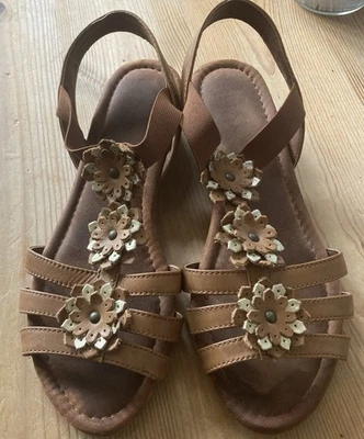 M&S Insoles Women’s Sandals Size 6 Wider Fit Brown Leather - Image 1 of 4