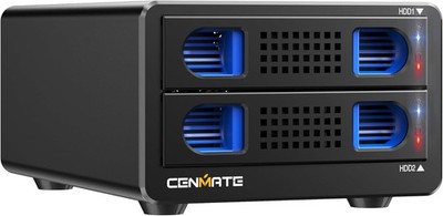 Aluminum Dual Bay 10Gbps Hard Drive Enclosure with Cooling Fan for 2.5 /3.