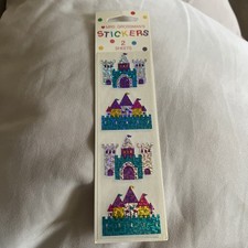 Mrs Grossman Vintage 2x6" Sticker Sheet sparkle castle made in USA sealed NIP