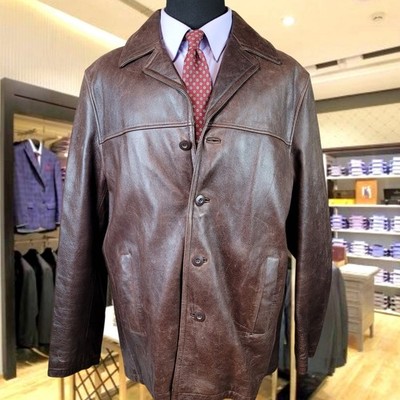 Vintage Leather Bomber Jacket 2XLT Quilted Tinsulate Ultra Button Mens Coat