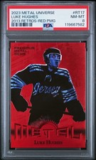 Luke Hughes 2023 Metal Universe 2013 Retros Red PMG /100 Rookie PSA 8 HIGHEST