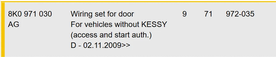 AUDI A4 A5 Q5 2010-2012 TÜR KABELBAUM VORNE RECHTS GEBRAUCHT OEM 8K0971030AG - Bild 2 von 4