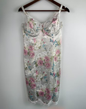 Victoria's Secret Wicked Satin Lace-Trim Underwire Floral Slip Dress XL NWT