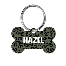 Cute Leopard Print Personalized Pet ID Dog Tag Name Plate Unique Design Girly