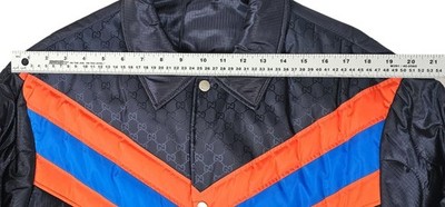 Gucci Men Size 52 Quilted Jacket Navy Blue Red Chevron Stripe NWT