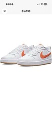 Nike Court Borough Low 2 GS White Orange Unisex Kids Sneaker US 4.5Y or 5.5 W