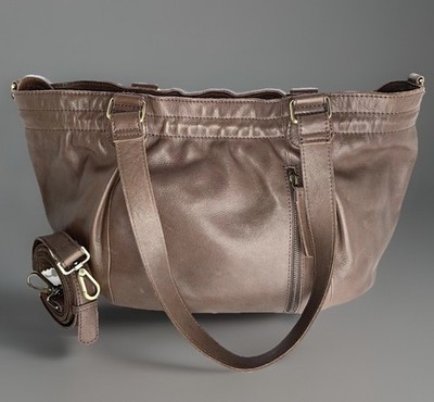 Marta Ponti Brown Genuine Soft Leather Tote Bag  / Purse +Strap 