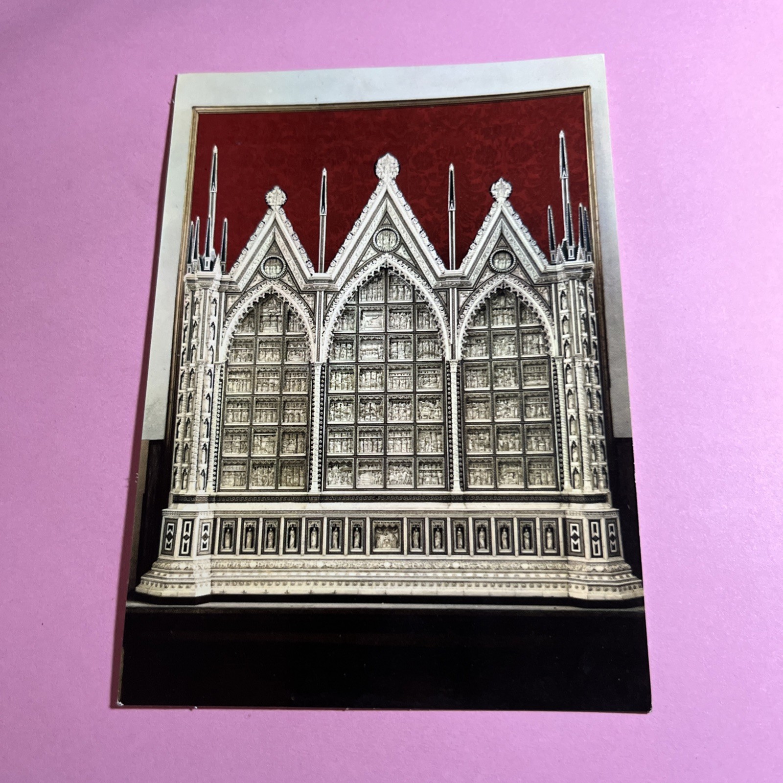 CARTOLINA A COLORI COLLEZIONE - CERTOSA DI PAVIA TRITTICO IN AVORIO DEL 1400