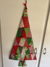 Vintage Quilted Patchwork Christmas Tree Wall Hanging Homemade 33 1/2 X 16 1/2