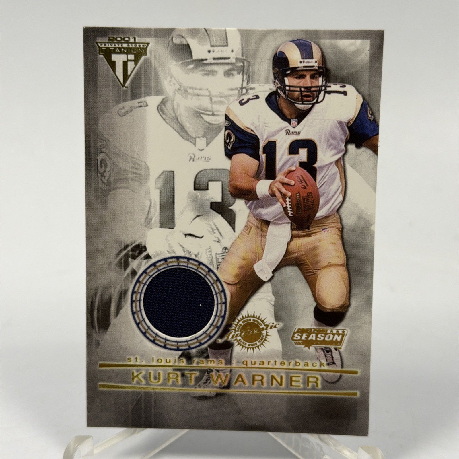 2001 Pacific Private Stock Titanium Postseason Kurt Warner #81 HOF NM Card Patch