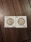 2-walking Libertys 1920-S,1942 Silver  Half Dollars