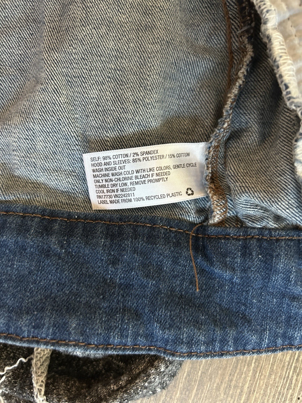 Mossimo Jean Jacket Small Button Front Hooded Den… - image 5