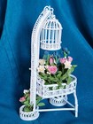 VINTAGE ARTESIAN-MADE DOLLHOUSE PATIO PLANTER WITH BIRDCAGE — photo 3