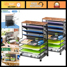 7 Tier Desk File Organizer - 2 Pack Mesh Letter Tray, Paper Organizer for Office