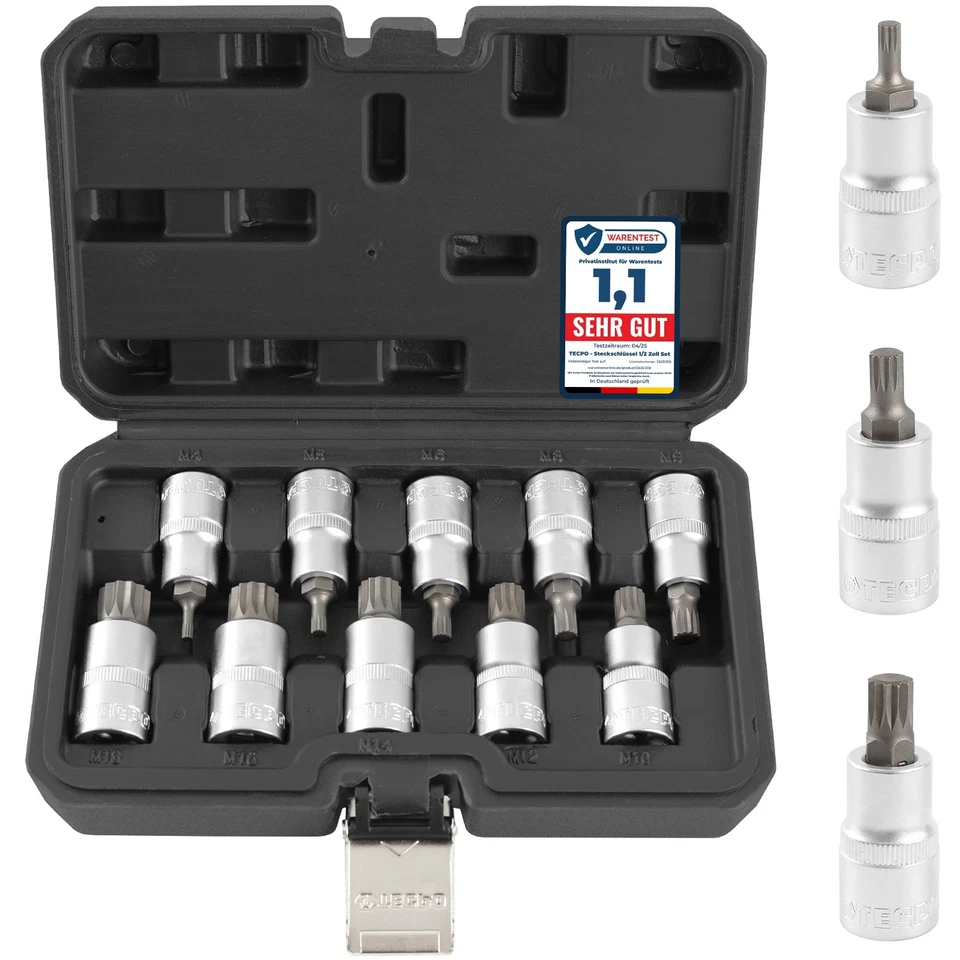 TECPO STECKSCHLÜSSEL-SATZ 1/2 INNEN VIELZAHN NÜSSE M4-M18 STECK NUSS SET