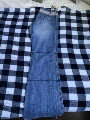 Oakley Women's Flared Blue Denim Jeans 5-Pocket Logo Button