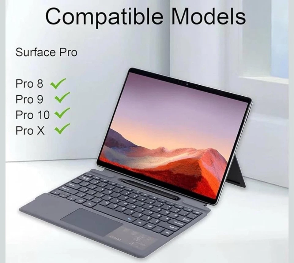 Wireless Slim Keyboard Touchpad Ultra Thin for Microsoft Surface Pro 8/9/X/10/11 - Image 4 of 4
