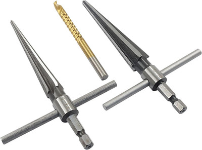 T Handle Tapered Reamer Set - Precision 6 Fluted Chamfer Tool (1/8''-1/2'' and 3/1