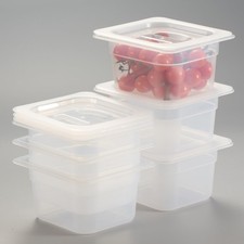 6-Pack 1/6 Size 4" Deep Food Pan with Handled Lid NSF Listed Commercial-Gra...